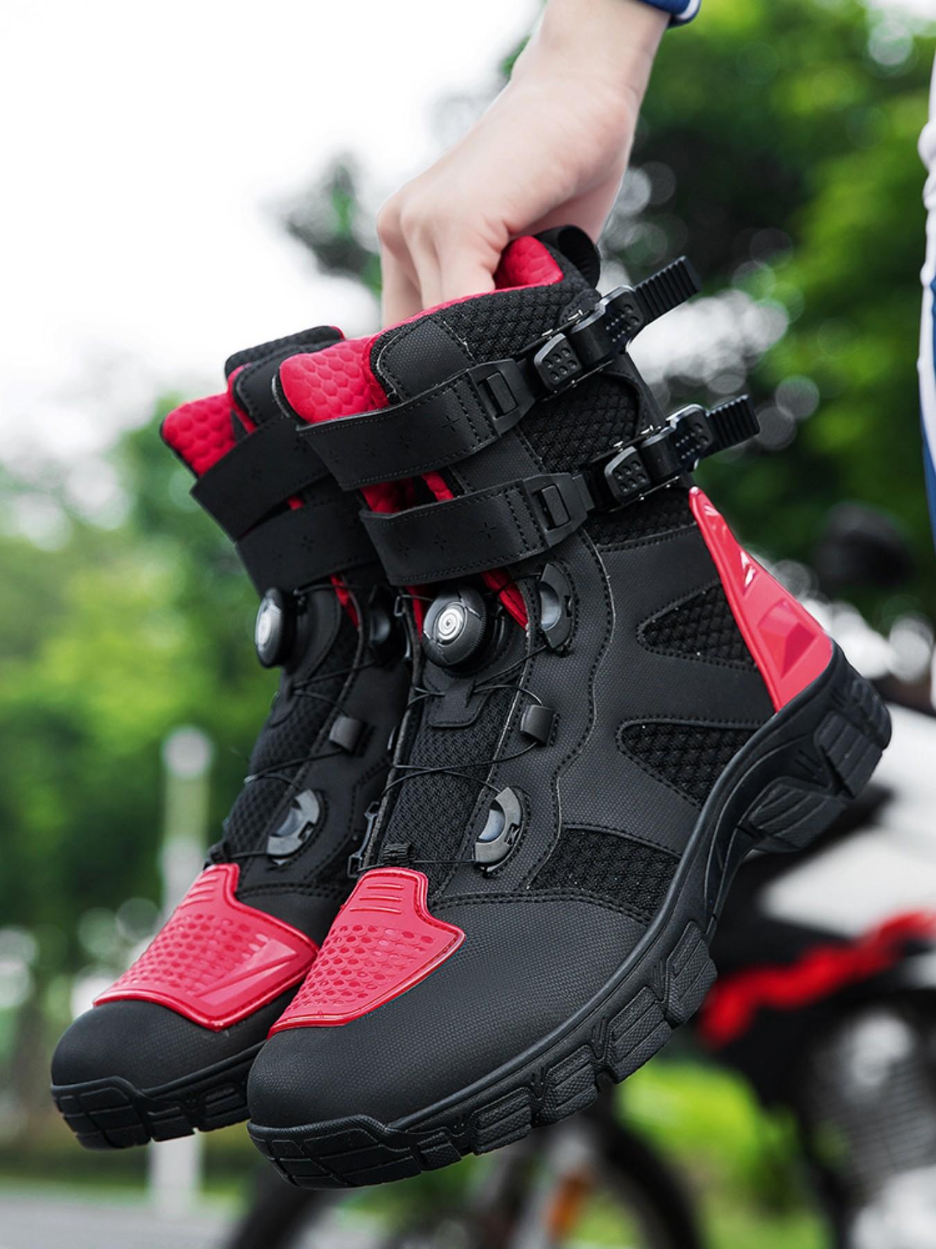 Men's Motorcycle Riding Shoes, Anti-Slip Racing Boots, Waterproof Safety Design, Comfortable and Secure, Ideal for Safe Cycling