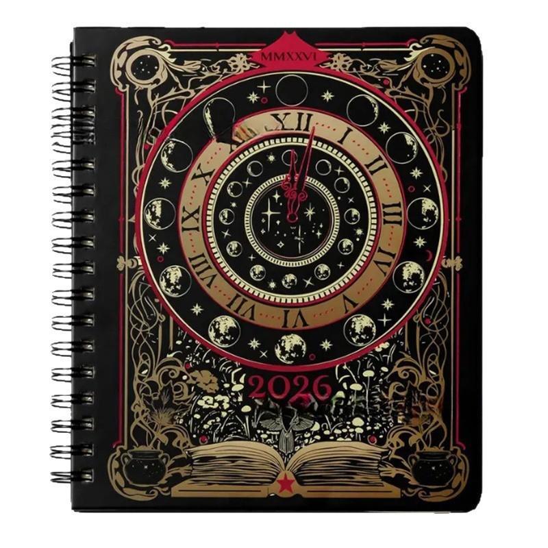 2026 Magic Clock Moon Phase Weekly Planner Notebook, Academic Planner, Gothic Vintage Journal, Mystery Enthusiast Daily Management Diary, Christmas Gift