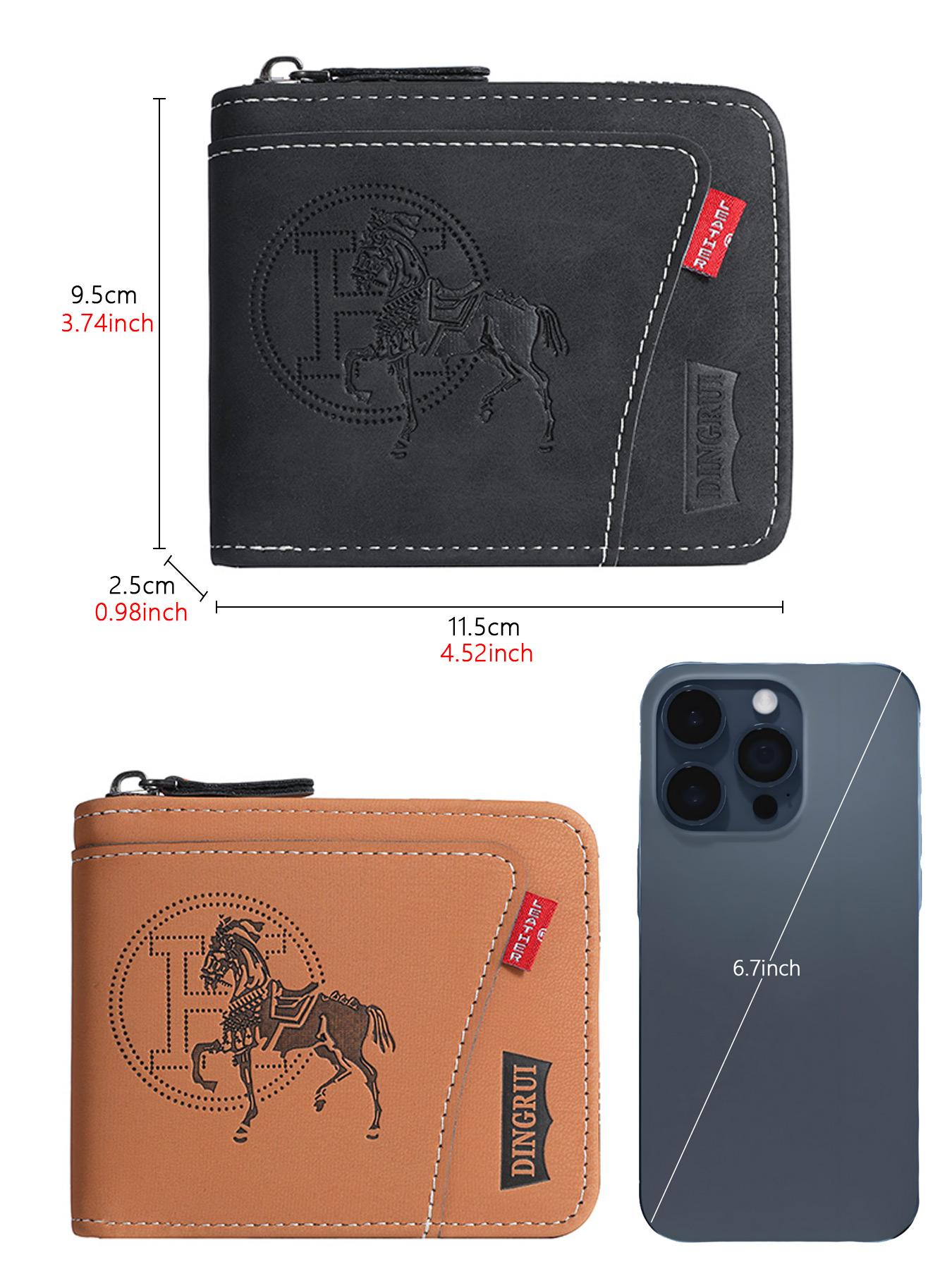 Men's PU Zipper Wallet, Business Fashion Wallet, Durable Fashion Wallet, Rfid Secure, Rfid Blocking Bifold Wallet, Large Capacity, Double Fold Design, Multi-Card Slots, Coin Purse & Credit Card Holder