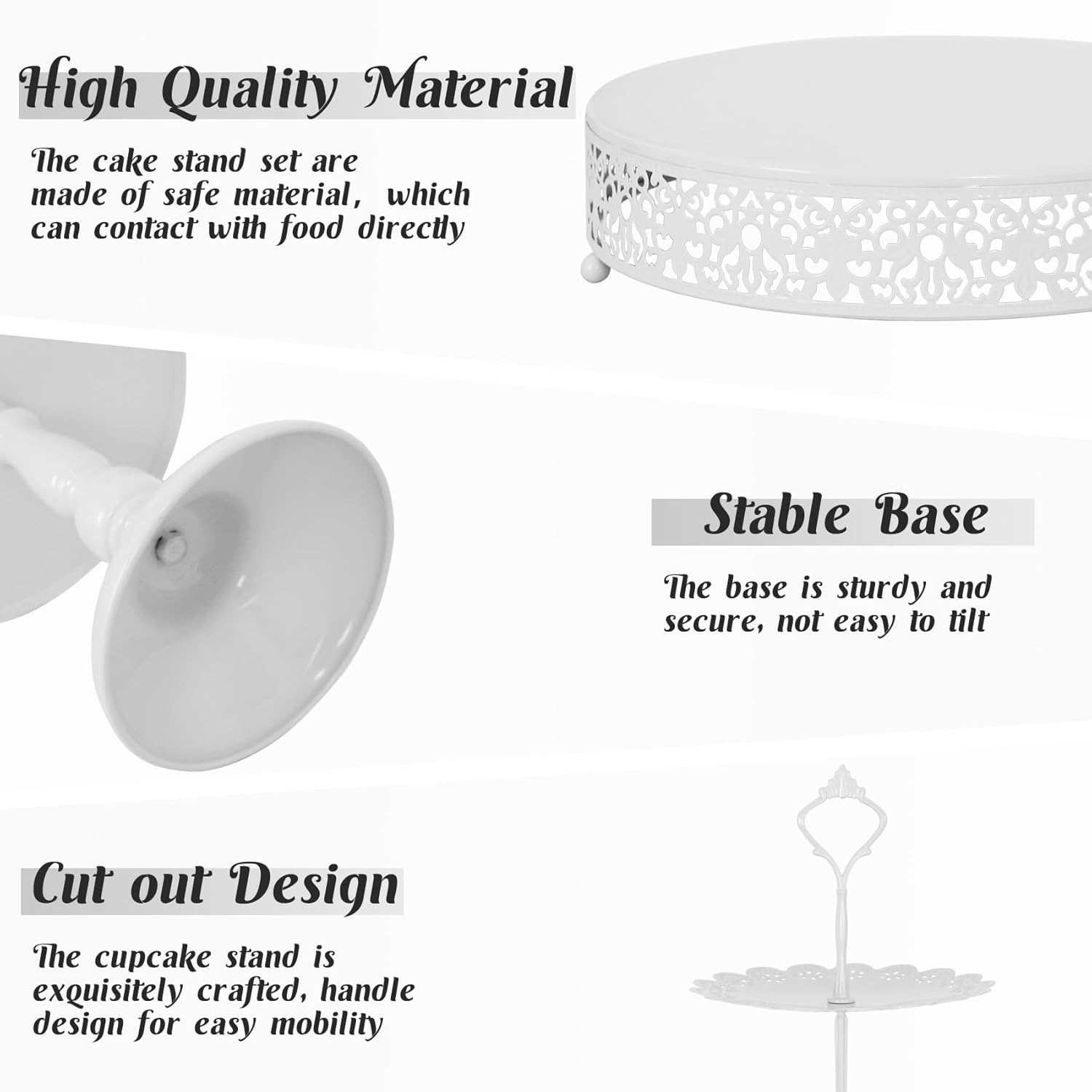 8 count Cake Stand White Metal Dessert Table Display Set, 3-Tier Cupcake Stand, Cake Display Tower and Cookie Tray Rack Serving Tray for Birthday Party, Weddings, Shower (White) 8 count Cake Stand White Metal Dessert Table Display Set, 3-Tier Cupcake Stand, Cake Display Tower and Cookie Tray Rack Serving Tray for Birthday Party, Weddings, Shower (White)
