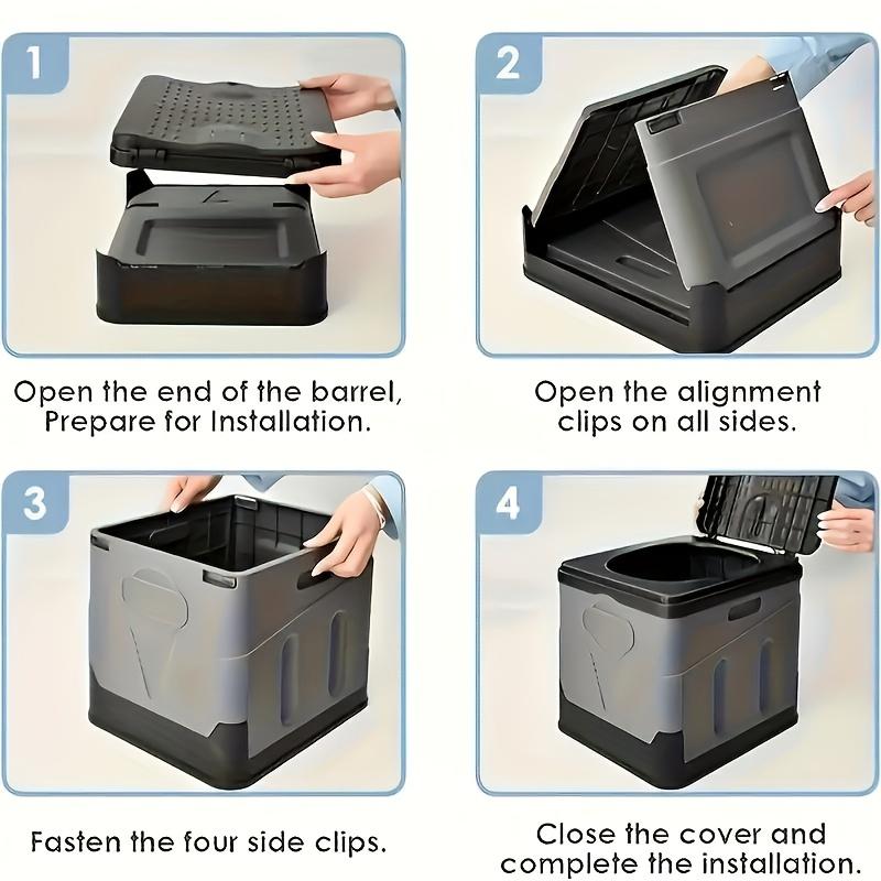 Portable Car Foldable Toilet Compact Fast Design for Travel Camping Road Trips Black Gray Collapsible Storage Solution Hygiene Accessories