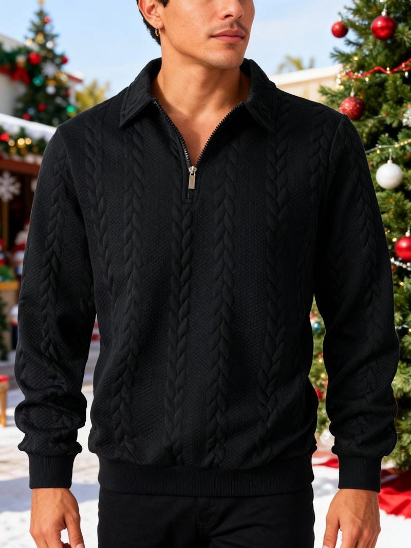 2-Pack Men's Half-Zip Pullover Sweaters, Cable Knit Collared Tops, Soft Warm Casual Long-Sleeve Outfits for Fall/Winter Daily Wear & Fashion Styles