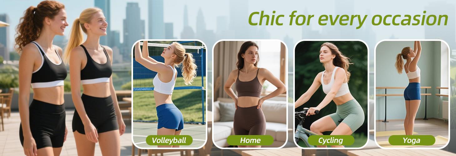 CHRLEISURE 3PCS Biker Shorts for Women High Waist Ultra Soft Womens Workout Shorts with Pocket Opaque Yoga Gym Running Volleyball Short