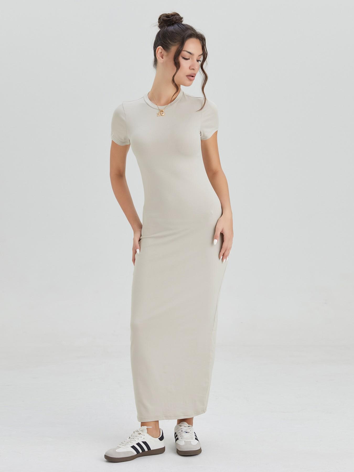 Women's Casual Basic Slim Fit Solid Summer Dress, Round Neck, Comfortable Soft Fabric for All Seasons, Ideal for Daily Wear and Outdoor Activities #TikTokMadeMeBuyIt #CasualChic