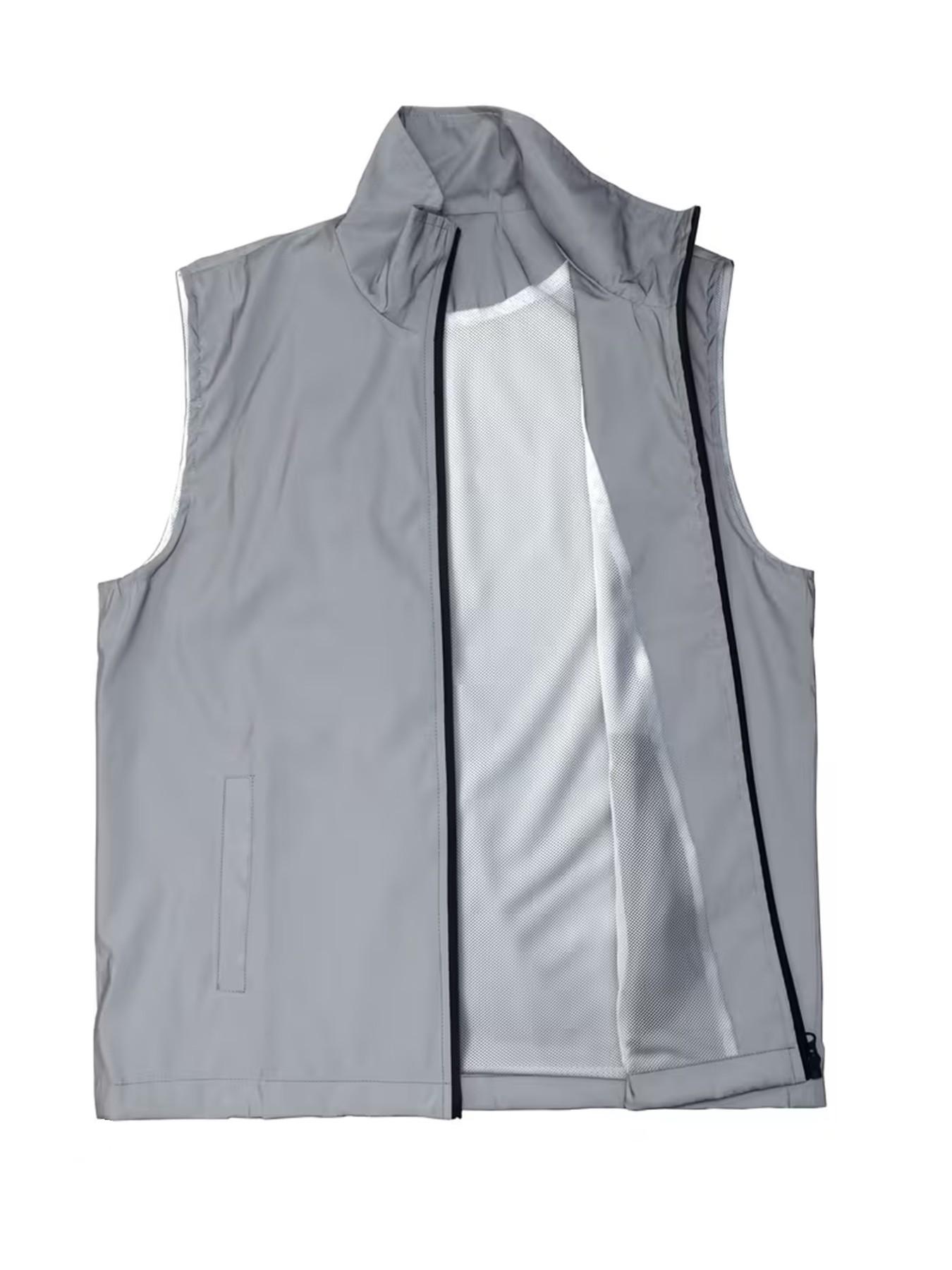 Men's Reflective Stage Set, Sleeveless Vest + Reflective Shorts, Night Visibility, Two-Piece Ensemble, Performance Wear