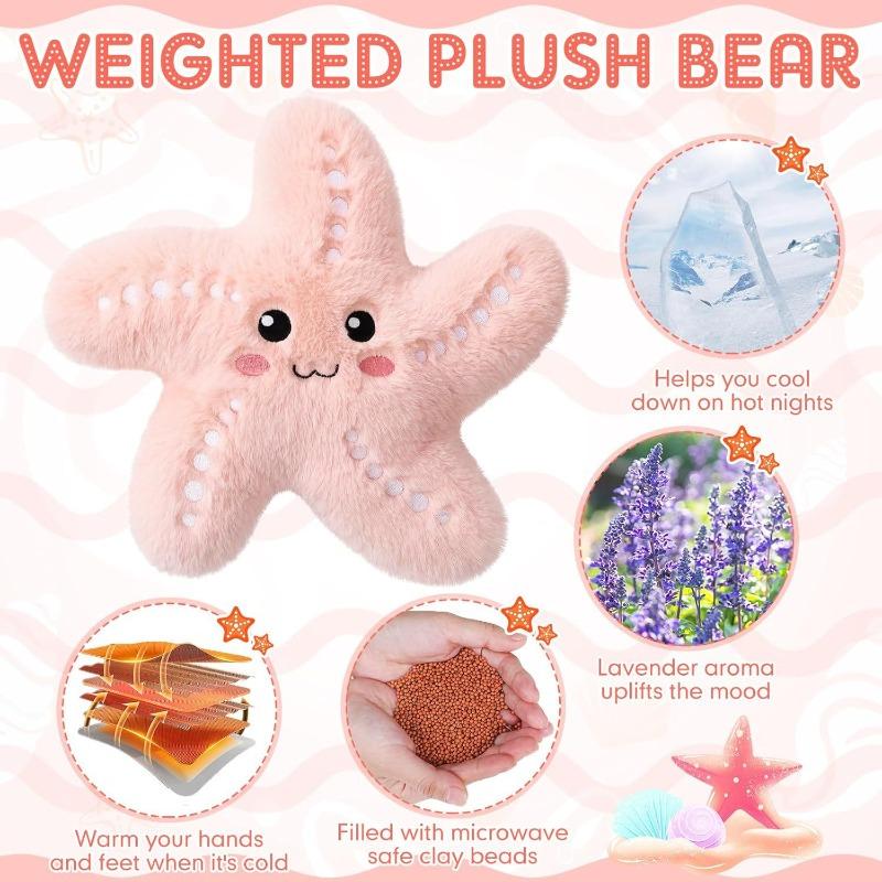 Cute Pink Starfish Plush Pillow, Soft Stuffed Sea Animal Toy, Warm Hand Warmer Option