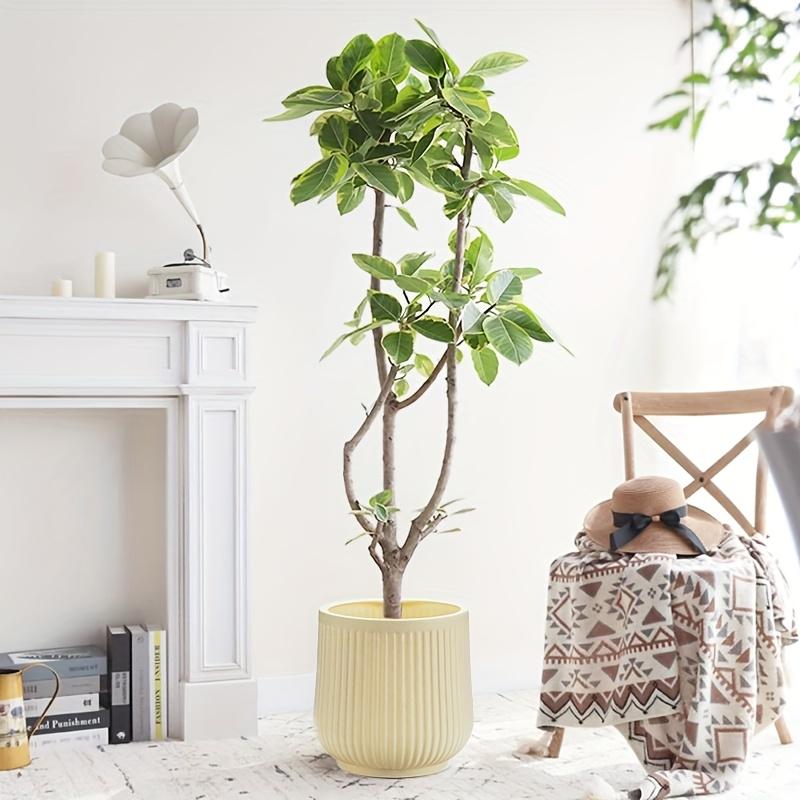 2 classic Roman striped plastic flowerpots-medium lightweight and durable indoor/outdoor flowerpots with metal-plated surface and circular design, suitable for succulents, cacti, Halloween and Christmas decorations, Modern Plant Pot, Planter Pots