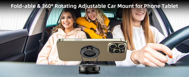 Portble Phone hoder,For MagSafe Car Mount 360° Rotation Magnetic Adjustable Dashboard Windshield Vacuum Suction Bracket Foldable Stand for iPhone 16e 16 Pro 15 Plus 14 13