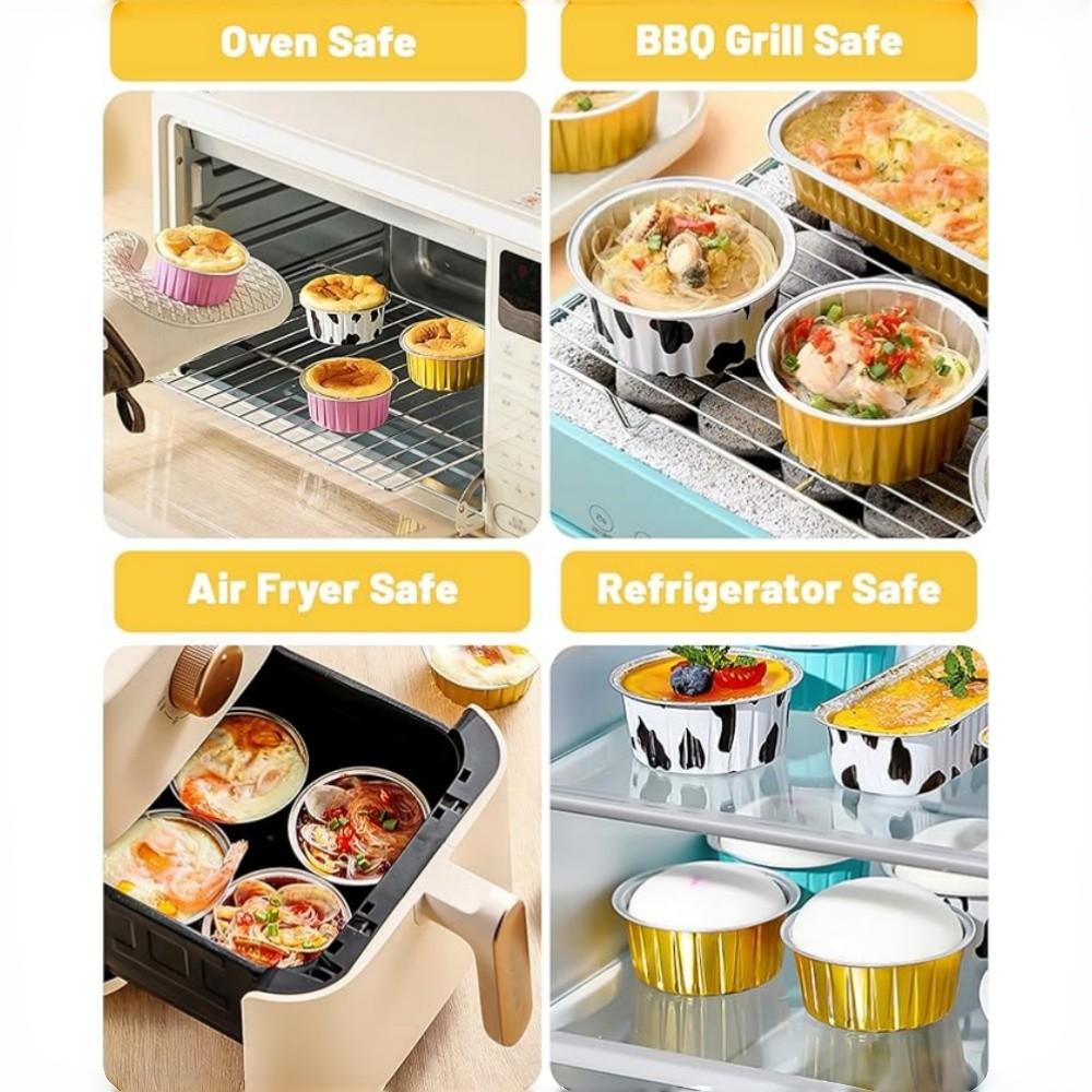 25PCS Aluminum Foil Lined Baking Cups with Lid, Disposable Mini Cake Cups, Muffin Mold, Pudding Mold, Wedding, Party, Dessert Container
