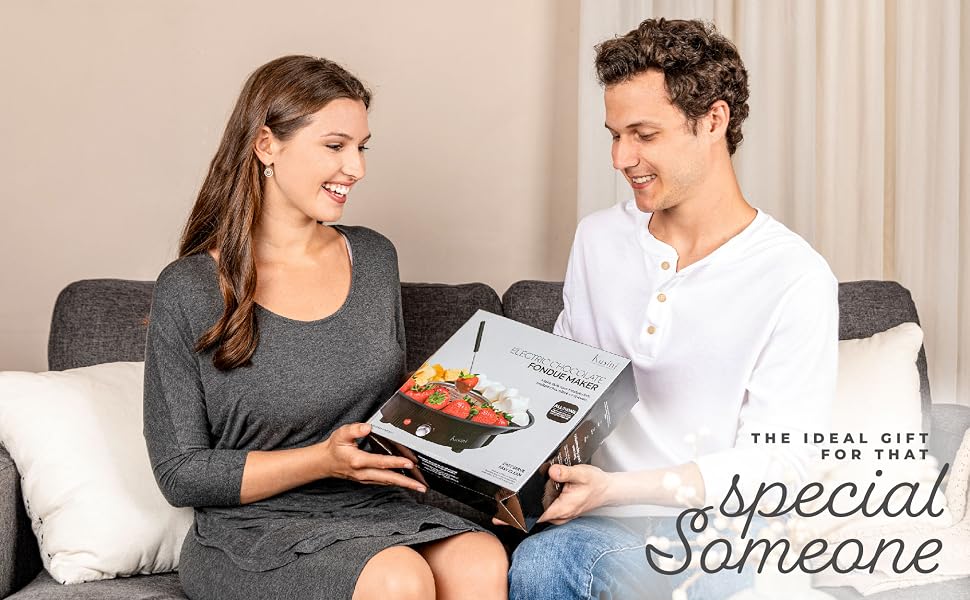 Kusini Electric Fondue Pot Set - Chocolate Fondue Kit - Temperature Control, Detachable Serving Trays, & 4 Roasting Forks - Gift Set & Date Night Idea. Serve at Movie Night or Game Night. Kusini Electric Fondue Pot Set - Chocolate Fondue Kit - Temperature Control, Detachable Serving Trays, & 4 Roasting Forks - Gift Set & Date Night Idea. Serve at Movie Night or Game Night.