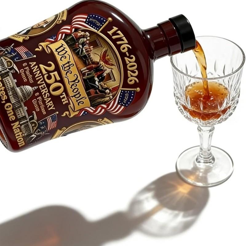 U.s. 250th Anniversary Commemorative Whiskey Bottle, Personal Reserve Glass Decanter, Ideal for Whisky, Bourbon, Scotch, Wine