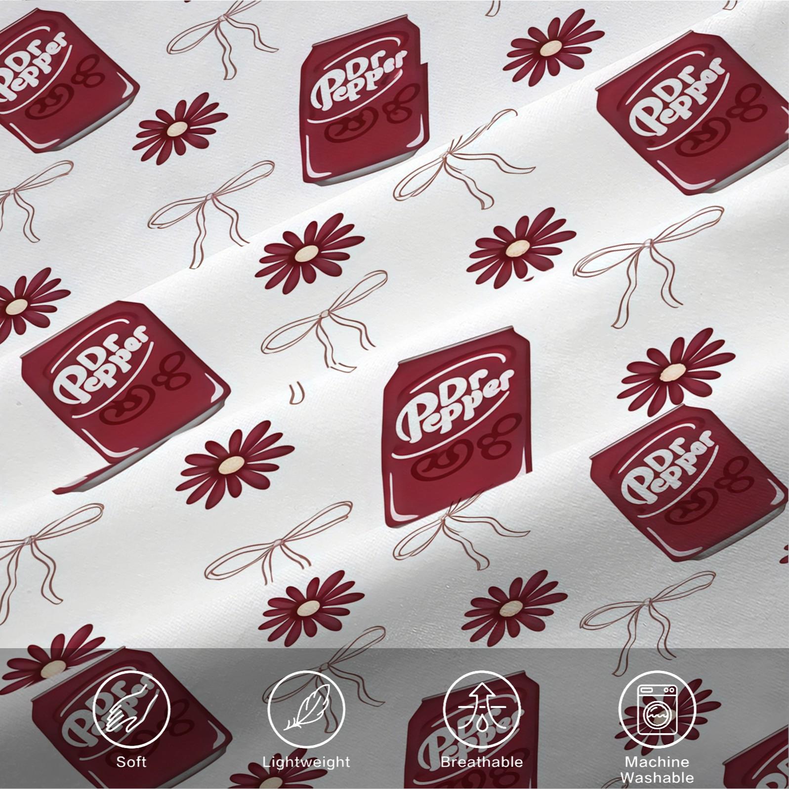 2/3 Piece Dr Pepper Duvet Cover Set, 1 Duvet Cover + 1/2 Pillowcases (NO FILLING INCLUDED), Retro Soda Drink Themed Bedding, Cute Floral Bedroom Decor for Soda Lovers, Ideal Gift for Dr Pepper Fans