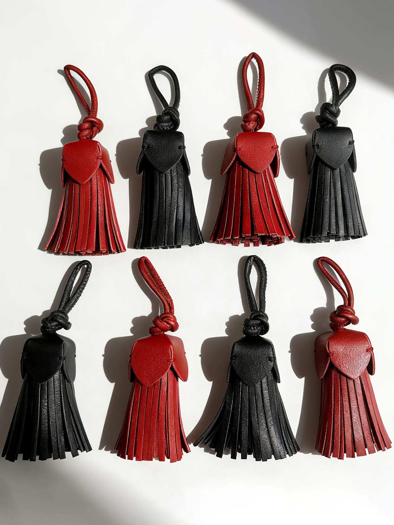 Simple Fashion PU Leather Tassel Bag Charm, Keychain Accessory for All Seasons, Casual Plain Design, Perfect Holiday Gift