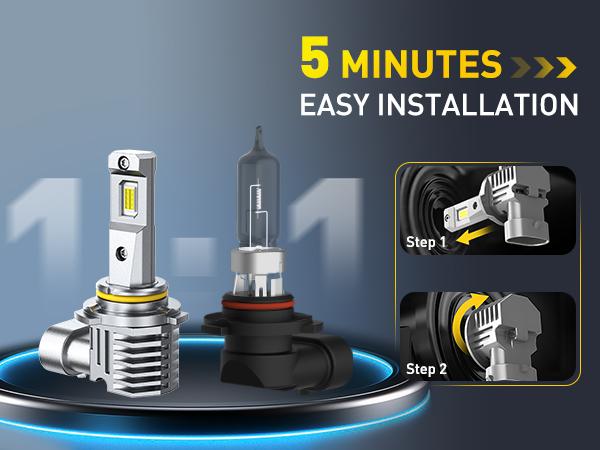 AUXITO 9005 9006 9007 9008 H13 H11 H10 H4 H7 H15 H1 H3 LED Headlights Bulbs Combo,Fog Lights, 6500K Cool White,Plug and Play, 120W High-Speed Cooling Fan Light Bulbs, Pack of 4