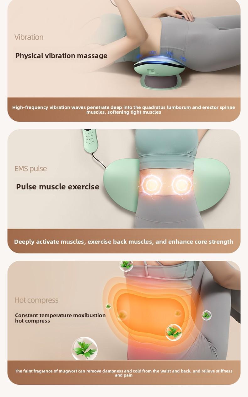 Waist massager Intelligent pulse traction lumbar vertebra Waist heating vibration Inflatable relaxation lumbar massager EMS pulse + red light + wormwood hot compress, pulling exercise waist back, multi-frequency vibration