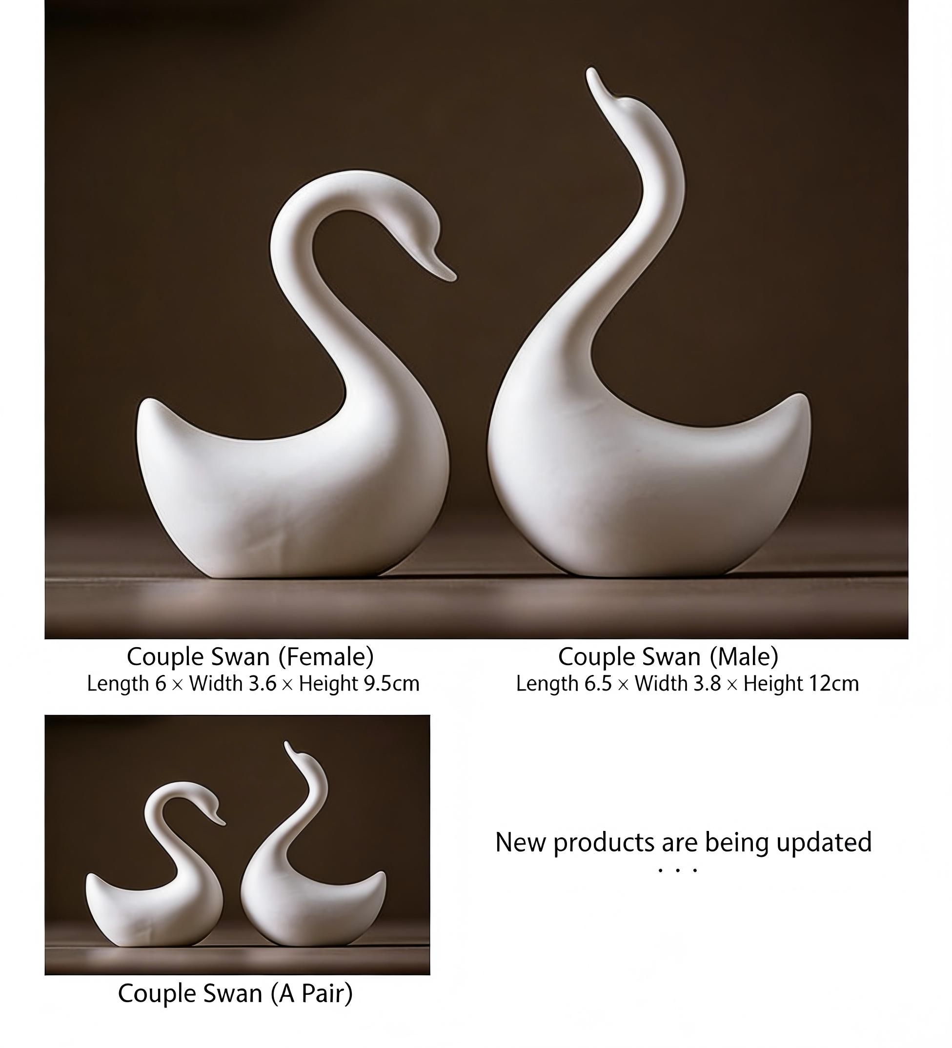 Creative Ceramic Swan Couple Ornaments, White Porcelain Tea Pet Ornaments For Tea Tables And Coffee Tables, Small Swan Ceramic Decorations