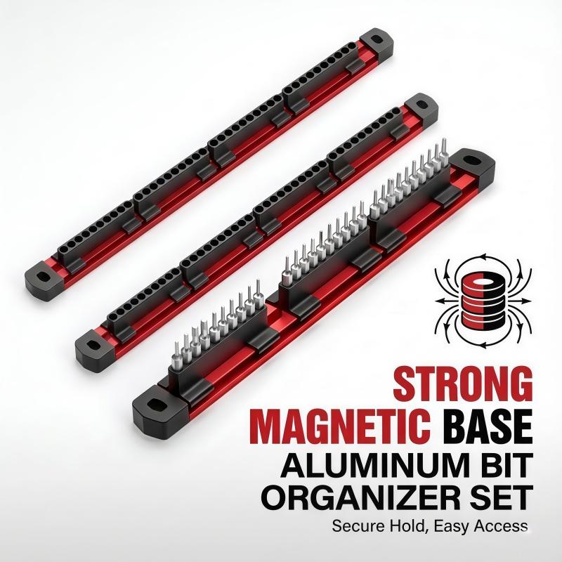 Magnetic Drill Bit Holder – Aluminum Wall Mount Storage Rack, Organizer ...