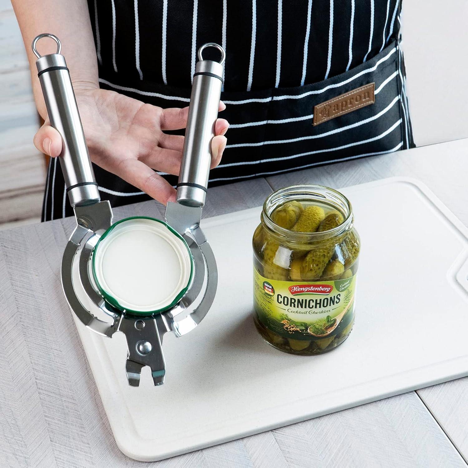 Multi-Functional Can Opener for Weak Grip, Stainless Steel Beer Bottle Opener, Ideal for Elderly with Arthritis, Easy-To-Use Design