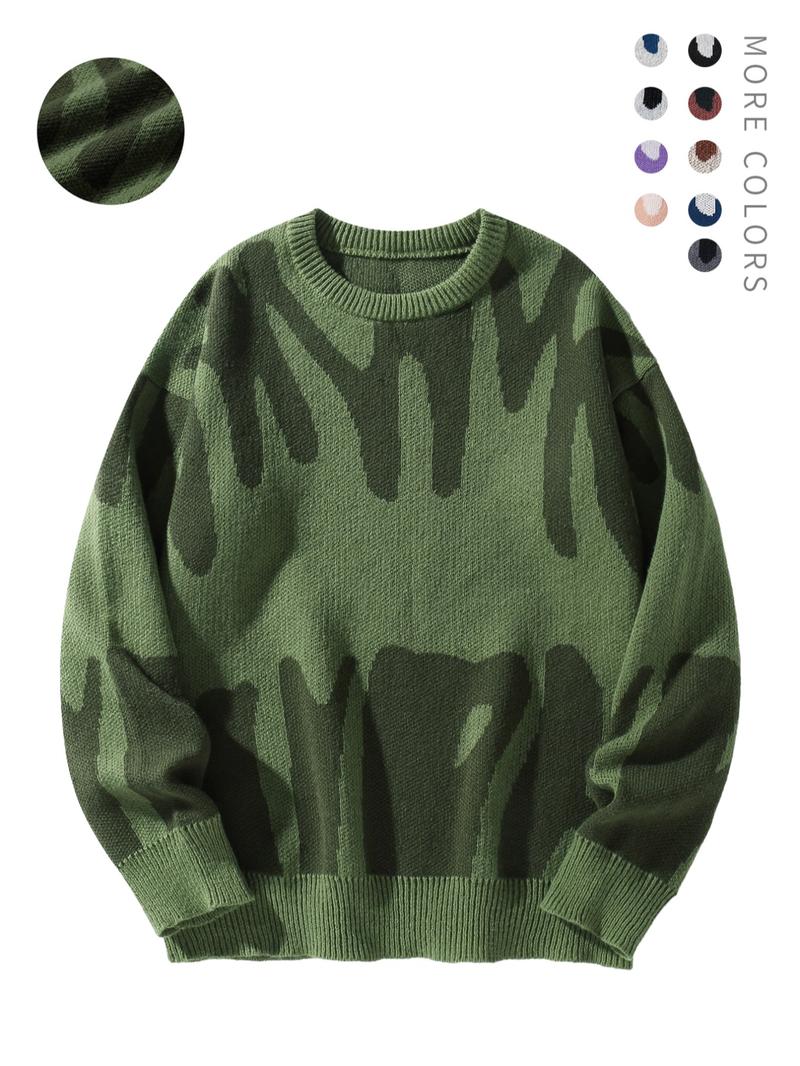 Unisex Men's Round Neck Drop Shoulder Hip Hop Sweater, Regular Fit All Over Print Long Sleeve Knitting Pullover, Drippy Outfits, Going Out Outfit Unisex Men's Round Neck Drop Shoulder Hip Hop Sweater, Regular Fit All Over Print Long Sleeve Knitting Pullover, Drippy Outfits, Going Out Outfit