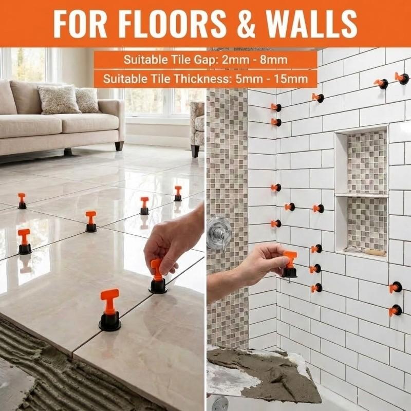 151Pcs Tile Leveling System Kit - Reusable Replaceable Pins | DIY Floor & Wall Spacer Tool Tile Tools