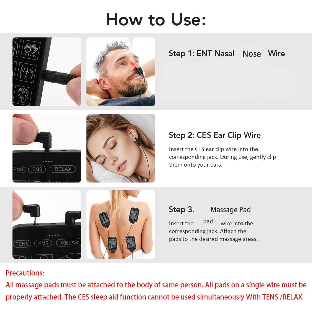 4-In-1 Massage Instrument Ces Sleep Aid + Nasal Care Device, Portable Muscle Massagers, Body Waist Shoulder Leg Sports Workout Muscle Relaxation Massager Set