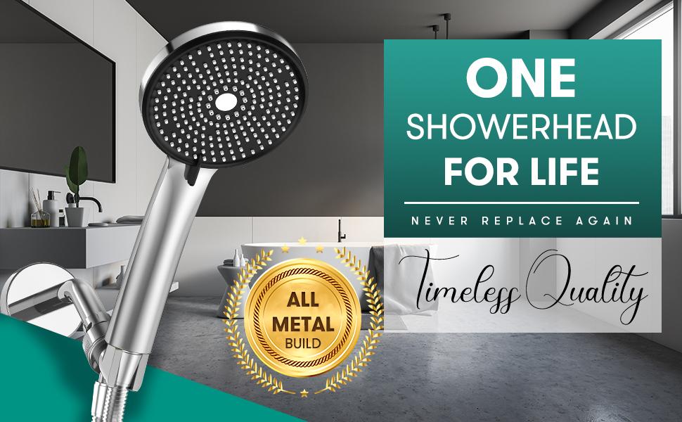 High-pressure handheld showerhead - anti-clogging nozzle, built-in cleaning bathtub, electric cleaning function for tiles and pets, extra-long stainless steel hose, wall and ceiling mounting.