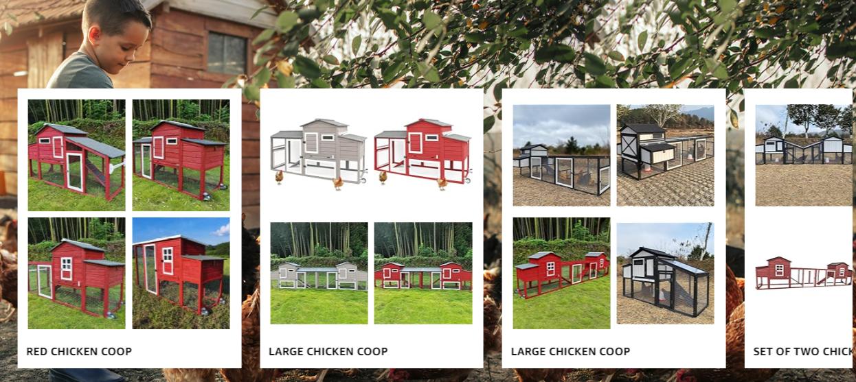75" Chicken Coop Backyard with Wheels Nesting Box Waterproof Removable Tray and Ramp Large Hen House for 1-4 Chickens