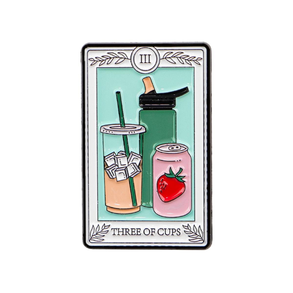 "There of cups" Tarot Enamel Brooch Pin, Illustrative Style Badge, Collar Decoration, Clip, Fashion Accessory Gift for Backpacks and Clothing