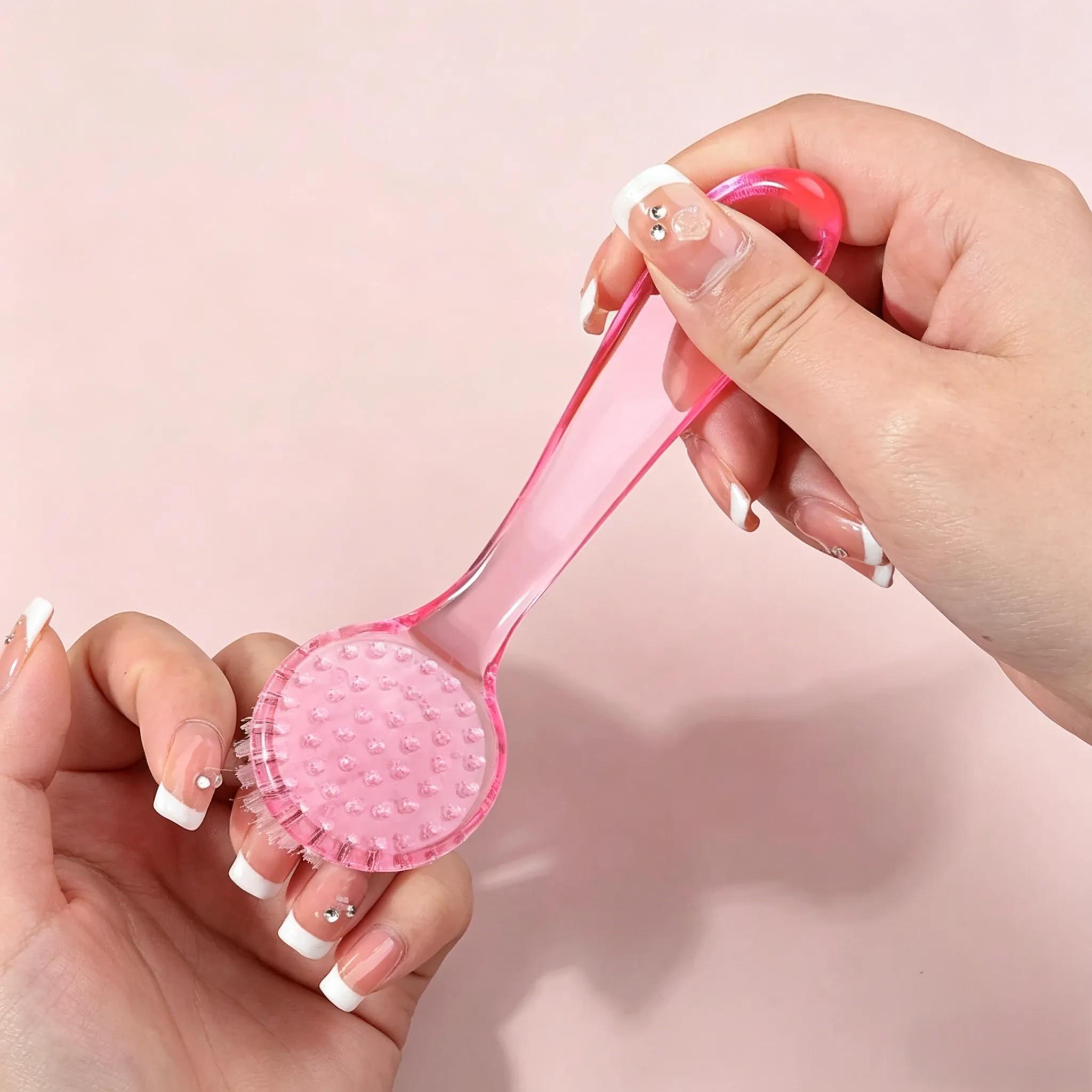 1pc/4Pcs Round Head Acrylic Nail Dust Brush With Cap Professional Manicure Pedicure Powder Cleaning Tools