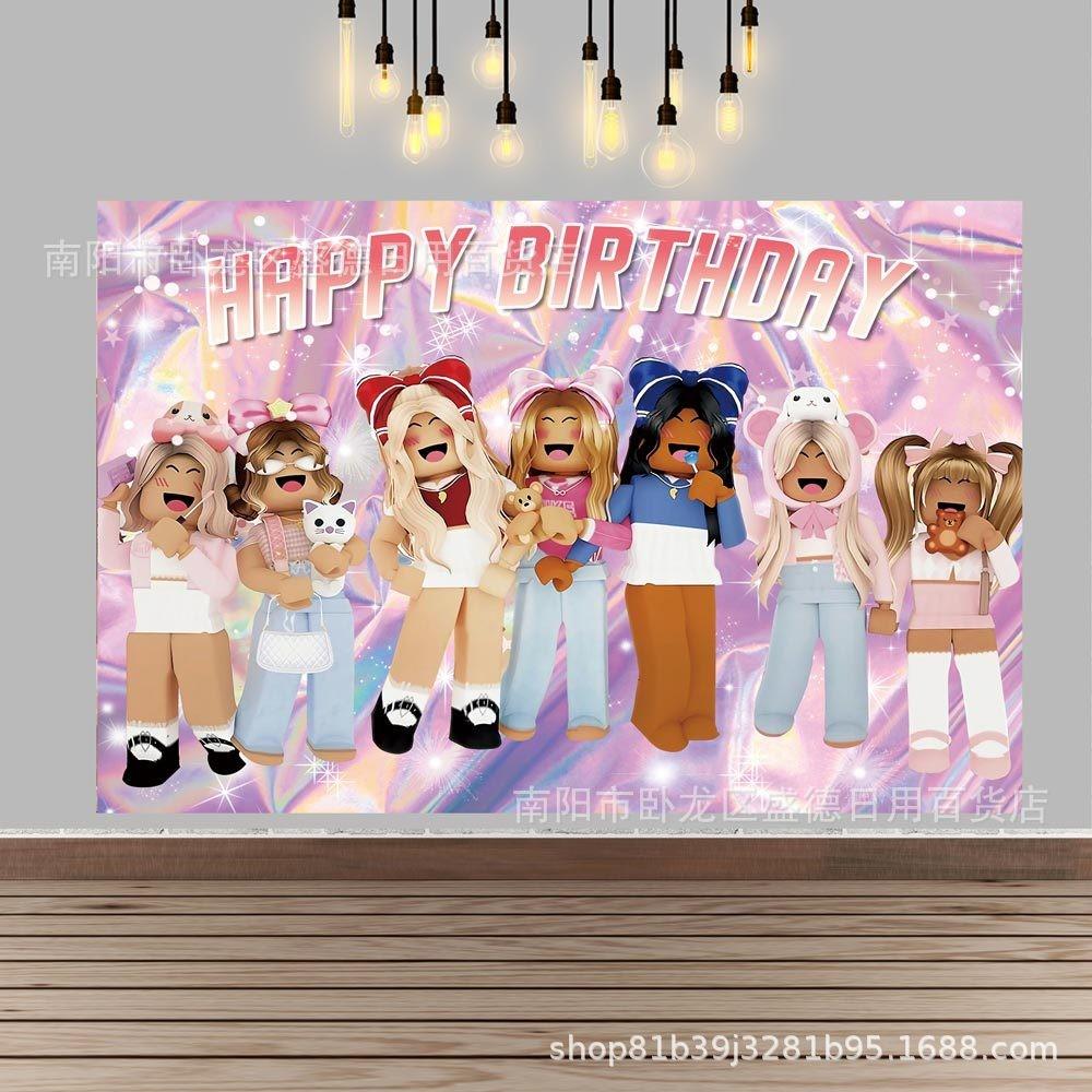 Hilloly Photography Background, Birthday Party Backdrop, Roblox Photo Background, Cartoon Party Decoration, Birthday Background