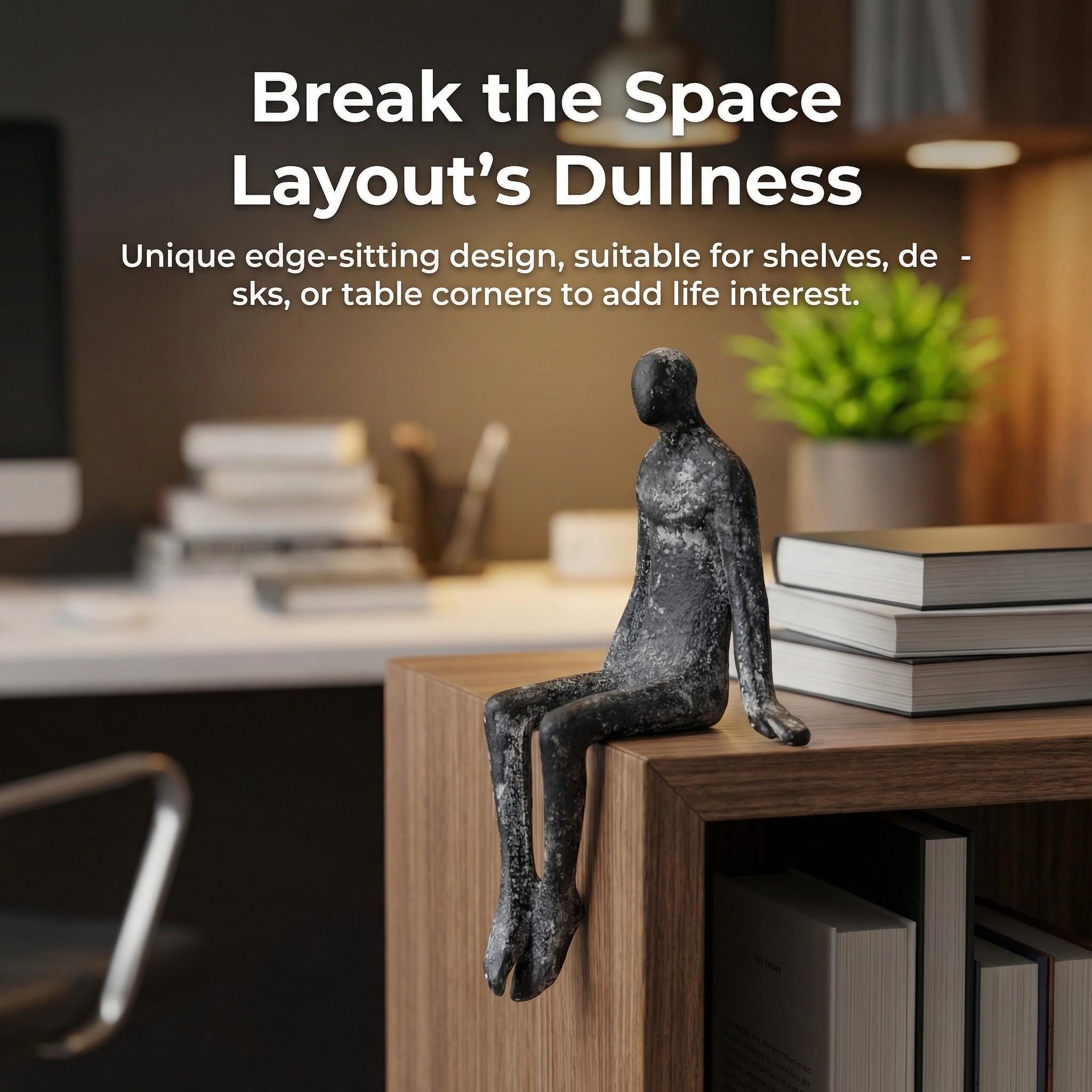 1pc Cast Iron Vintage Seated Human Statue Ornament, Home Desktop Decor, Counter, Window Shelf, Bar, Bookshelf Decoration