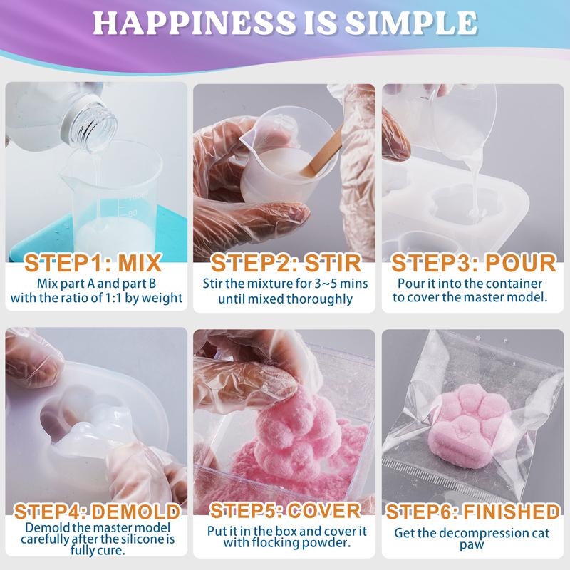 Liquid Silicone Squishy Maker Gel, Super Soft Silicone Rubber Making Kits 1:1 AB Mix Molding Cats/Dogs Paw, Hamster & Dragon Taba Squishy Making All-in-one Kit,DIY Decompression Gift,Silicone Pigment Dye for Taba Squishy, Stress Relief Toys - LET'S RESIN