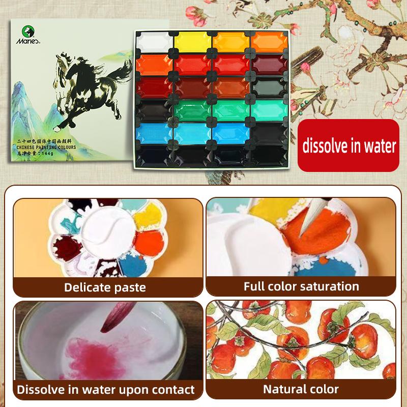 Chinese Painting Set, Professional Solid Gouache Pigment Kit for Artists, Beginners, Students, Portable Art Supplies for Landscape, Figure Painting, Perfect Gift for Drawing Lovers