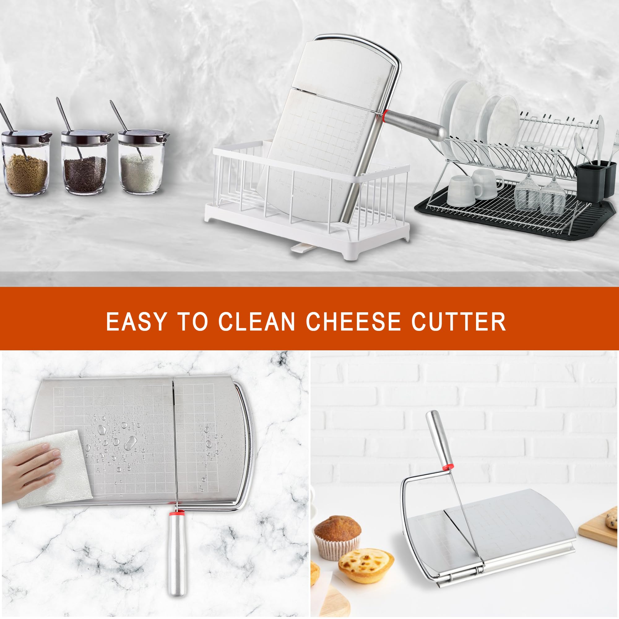 1 Pack Stainless Steel Butter Cutting Board, Handheld Cheese Slicer Board, Vegetable and Sausage Cutter, Multipurpose Kitchen Tool for Cutting Cheese Butter Sausage and Fruits