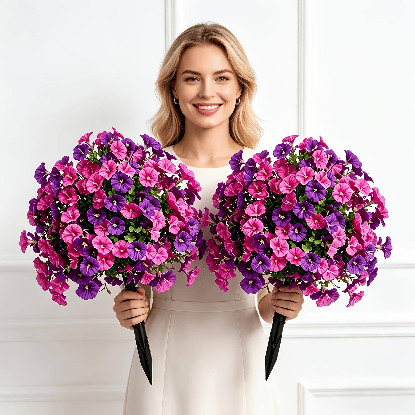 2pcs Large Multi-Color Morning Glory Artificial Flower Arrangements, UV-Resistant Indoor/Outdoor Decor for Home, Hotel, Garden & Wedding Artificial Flower Decorations
