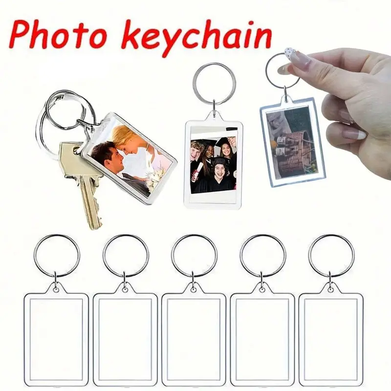Acrylic Photo Frame Keychain Set, DIY Handmade Picture Tag, Transparent Photo Keychains, Customizable Personalized Gift Ideas, Keychain For Bags, Key Rings, Keychain For Purse, Keyrings For Keys