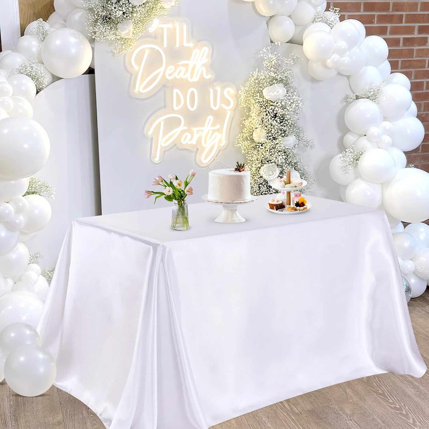 1pc Elegant Navy Blue Satin Tablecloth - Rectangular Polyester, Smooth Glossy Finish, Perfect for Weddings, Birthdays, Graduations, Dining Room, Picnics, and Outdoor Events, Outdoor Event Accessory | Elegant Table Setting | Glossy Finish Fabric