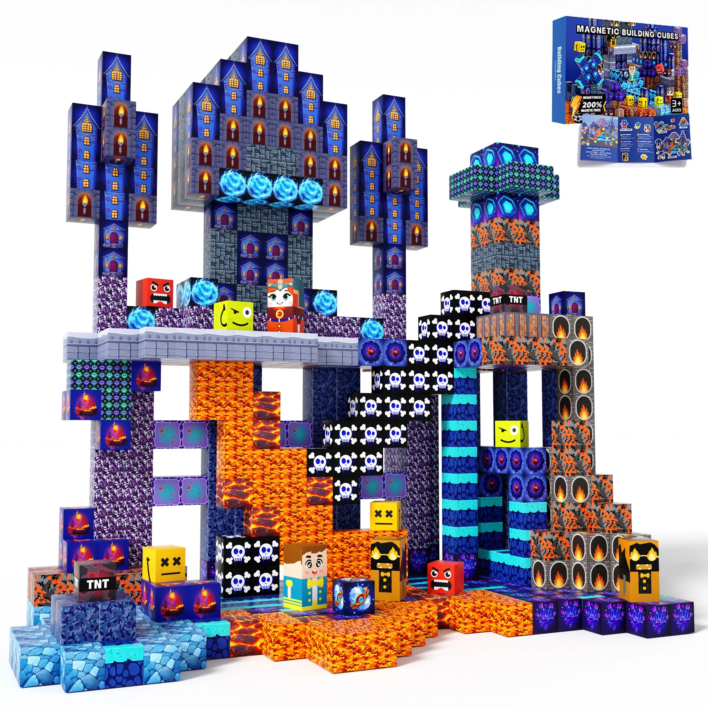 100/150/200PCS Magnetic Cube Building Set for Kids, Colorful Magnet Blocks, Magnetic Blocks Cubes for Creative Stacking & Construction, STEM Montessori Sensory Engineering Toy, 3D Puzzle Learning Blocks, Birthday Gift for Boys Girls Ages 3+