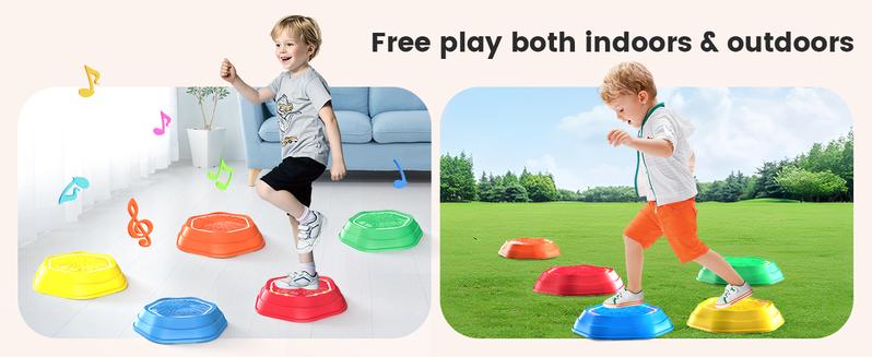 Music & Light Up Stepping Stones, 5 Pcs Stepping Stones, Non-Slip, Encourage Balance, Sensory Stepping Stones, Indoor & Outdoor Play Gift Music & Light Up Stepping Stones, 5 Pcs Stepping Stones, Non-Slip, Encourage Balance, Sensory Stepping Stones, Indoor & Outdoor Play Gift