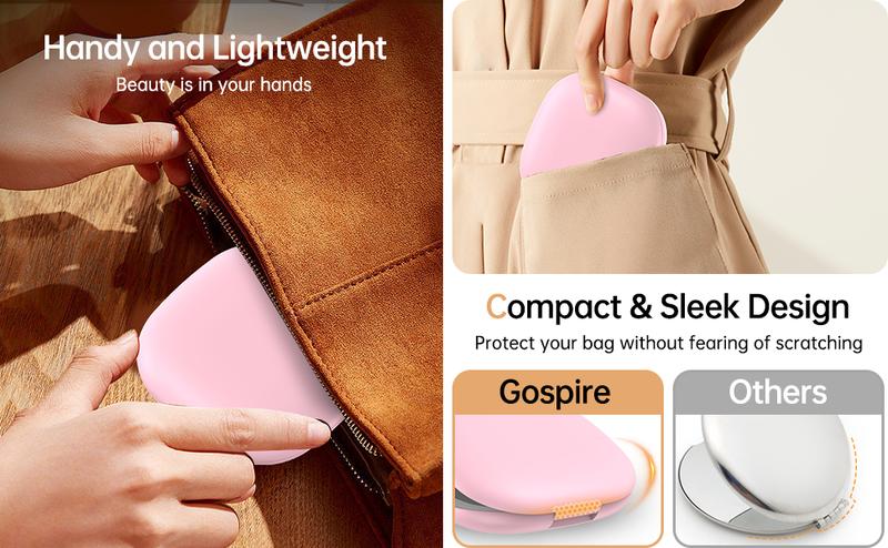 Pocket Mirror 1X/10X Magnification with LED Light for Makeup, Portable Folding Mirror with Light, Compact Travel Makeup Mirror, Mini Double Sided LED Mirror, Handheld Cosmetic Mirror Gift for Girl, Women