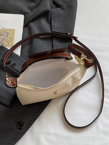 Simple retro contrast color shoulder handbag, metal snap embellishment adjustable shoulder strap crossbody bag, Crossbody Purses, fashionable and versatile, small and exquisite, suitable for daily outings, dates, etc.