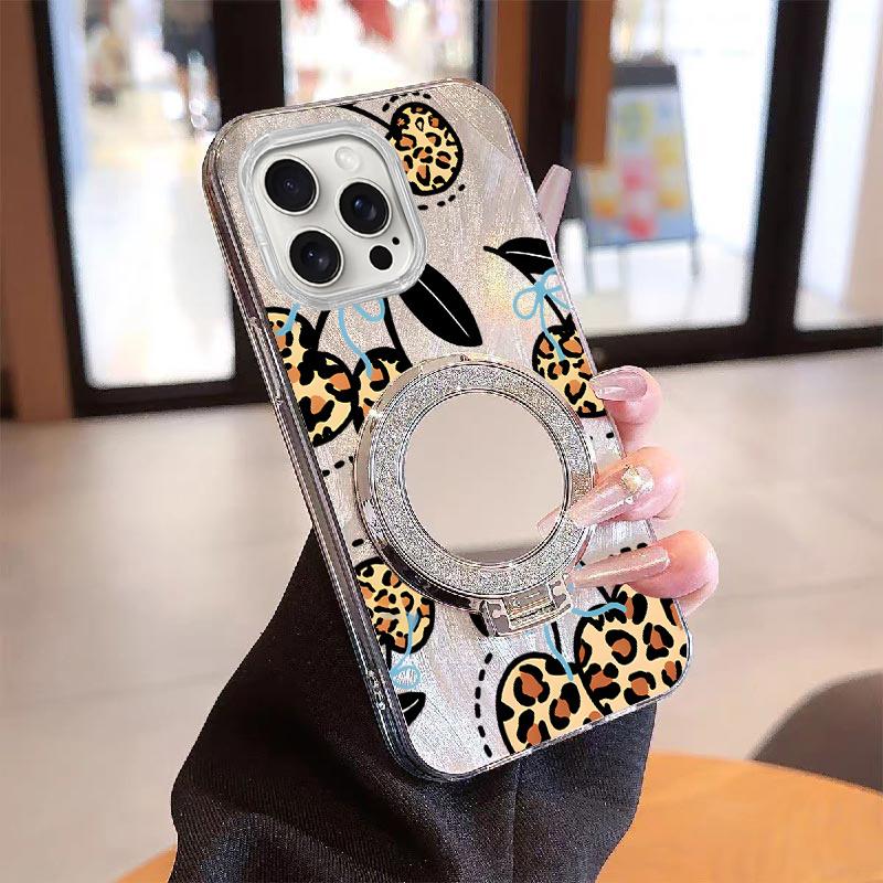 Cherry leopard print with stand combination set phone case Case is Suitable For Xiaomi POCOX3PRO/POCOX3GT/POCOX3NFC/POCOX3/POCOM6PRO5G/POCOM3/POCOF5PRO with PET Shock proof, Fashionable and durable design