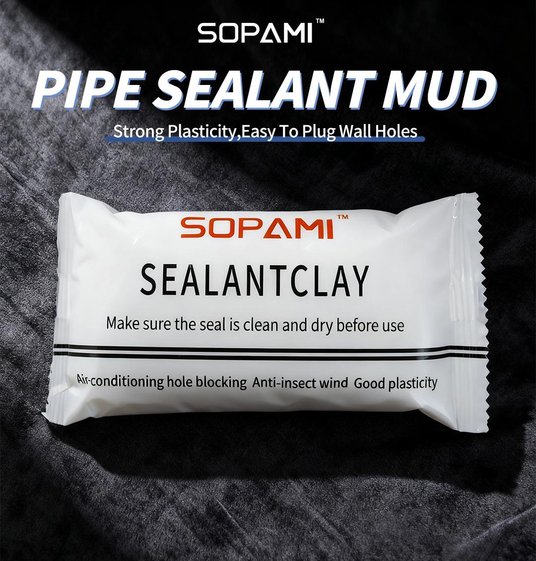 SOPAMI Sealant Clay 20pcs Patented Sticky Pipe Sealant Mud for Air Conditioning Hole Blocking Anti Insect Windproof Quick Dry Adhesive