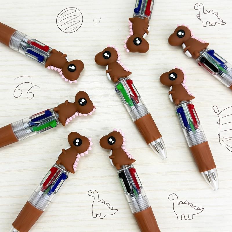 20/30pcs Creative and Cute Brown Little Dinosaur - themed Retractable Four - color Pen. The Dinosaur Series Press - type Gel Pen for Campus Design with Random Colors