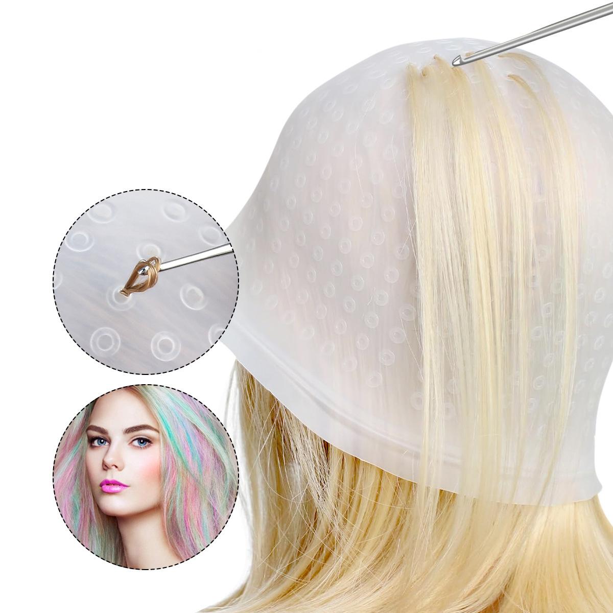 1 Pcs Hair Coloring Highlighting Cap Reusable Silicone Highlight Cap Pull Through Caps for Hair Coloring Frosting Cap with Hook Hair Dye Cap with Holes Hair Salon Tools Hairdressing Highlighting Kit, 1 Pickle Hat + 1 Hook