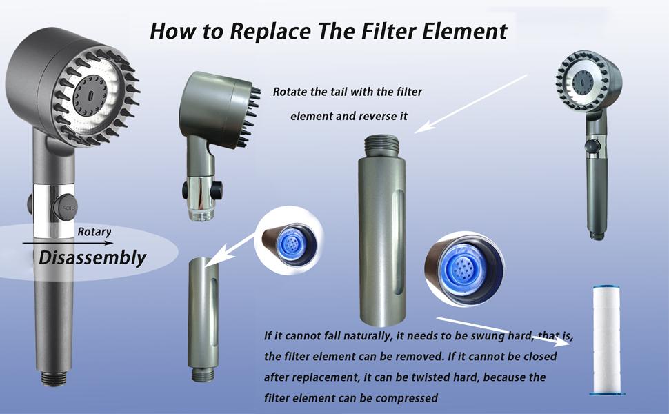 9-piece pressure showerhead, 3-speed adjustable bathroom portable shower massage, one-click water stop showerhead filter, stainless steel panel, universal interface, hose holder, filter element showerhead