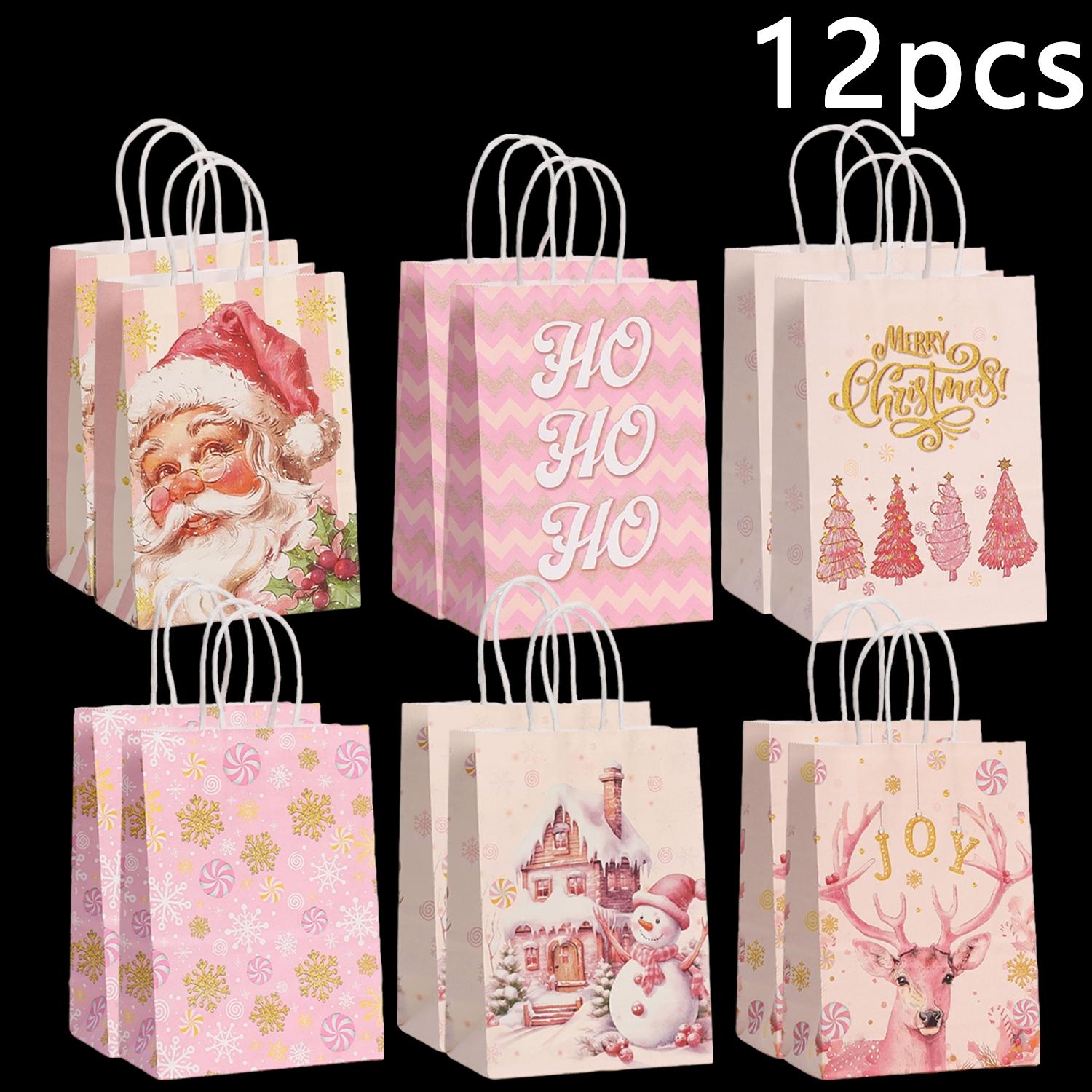 Christmas Party Gift Bags, Paper Santa Claus Gifts with Handles, Perfect for Holiday Decorations and Candy Packaging