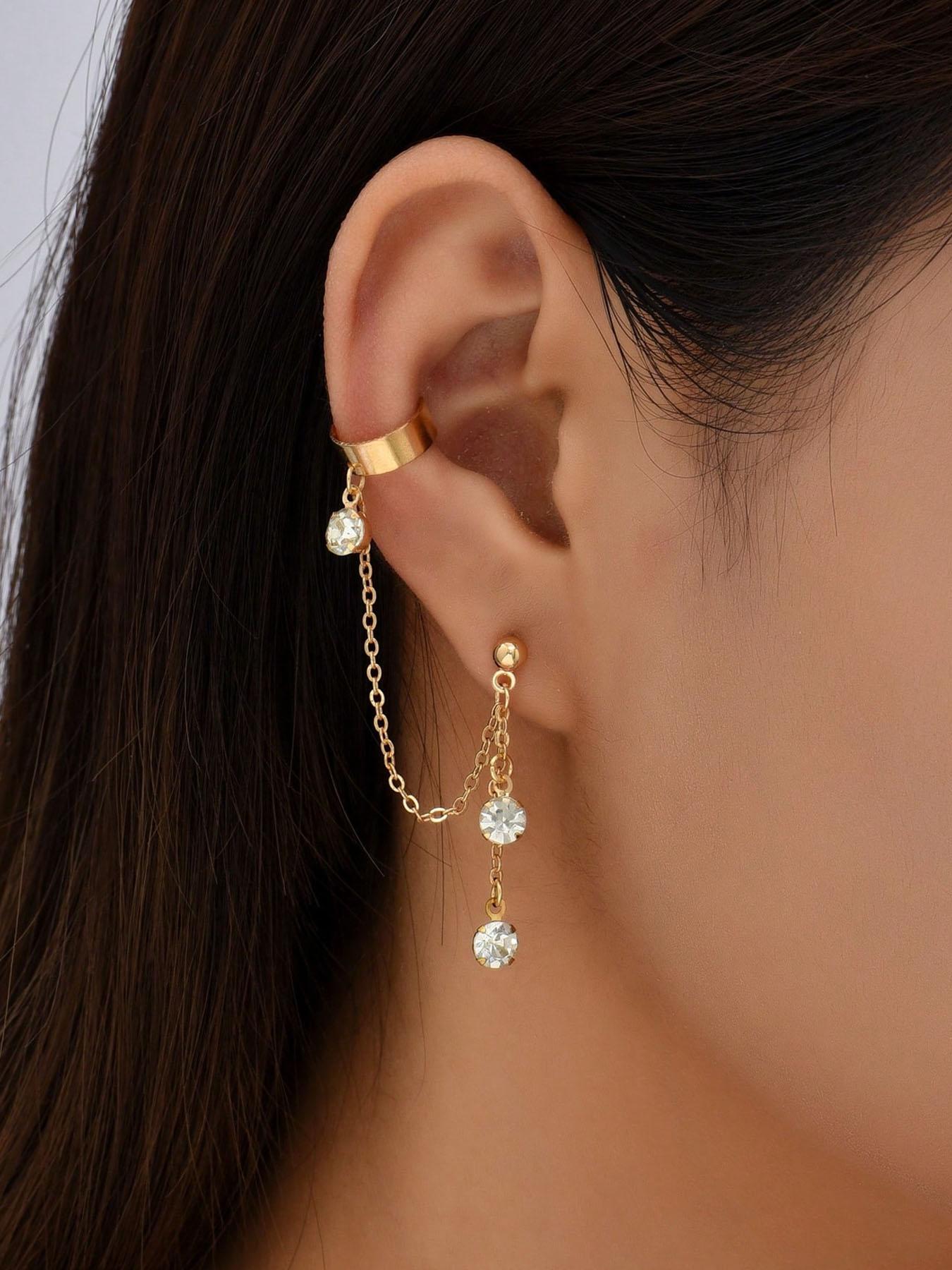 Elegant Dangle Earrings for Women, Chic Fringe Ear Cuffs, Hip-Hop Style Zirconia Drop Earrings, Chain Design, Perfect Gift for Friends
