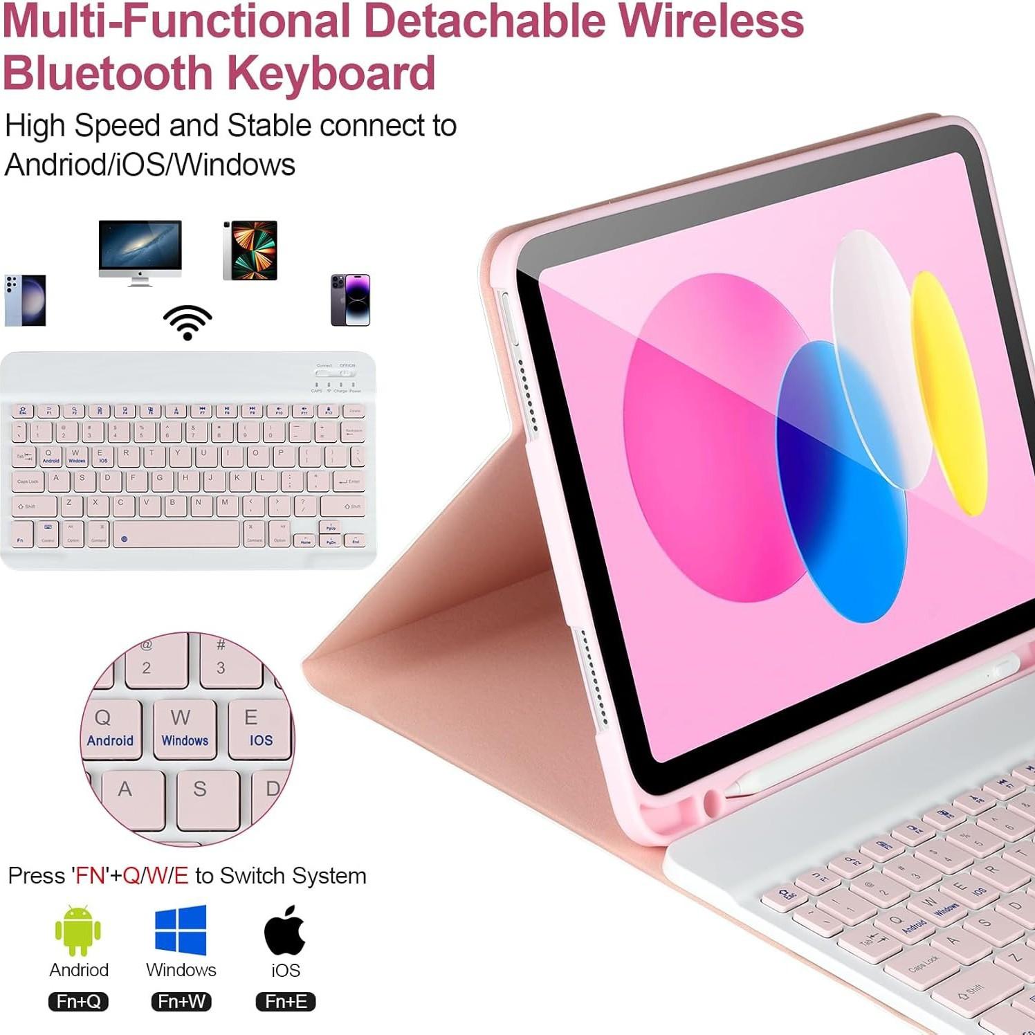 iPad 11th Gen A16 11-Inch Keyboard Case, Bluetooth-compatible Mouse Combo, Women's Design, Apple Pencil Holder, 2022 Model