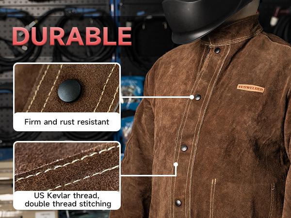 YESWELDER Heavy Duty Split Cowhide Leather Welding Jacket | Heat Flame Resistant Welder Coat for Men & Women | Work Safety Vest with Cotton Lining YESWELDER Heavy Duty Split Cowhide Leather Welding Jacket | Heat Flame Resistant Welder Coat for Men & Women | Work Safety Vest with Cotton Lining